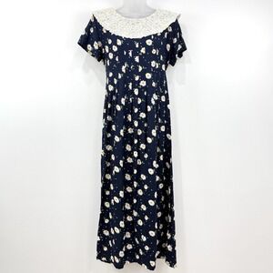 VTG Sarah Elizabeth Dress Women's 10 Sunflower Cottagecore Prairie Peasant Beads